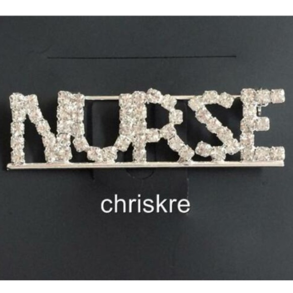 Silver Crystal NURSE Nursing Pin Brooch RN LPN CNA - Picture 1 of 5